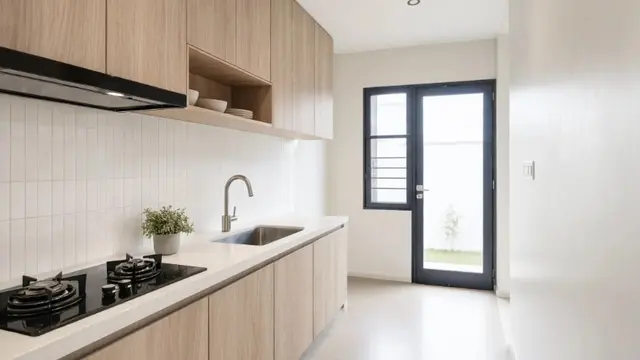 Desain Dapur Rumah Subsidi yang Terlihat Luas dan Rapi (AI generated)