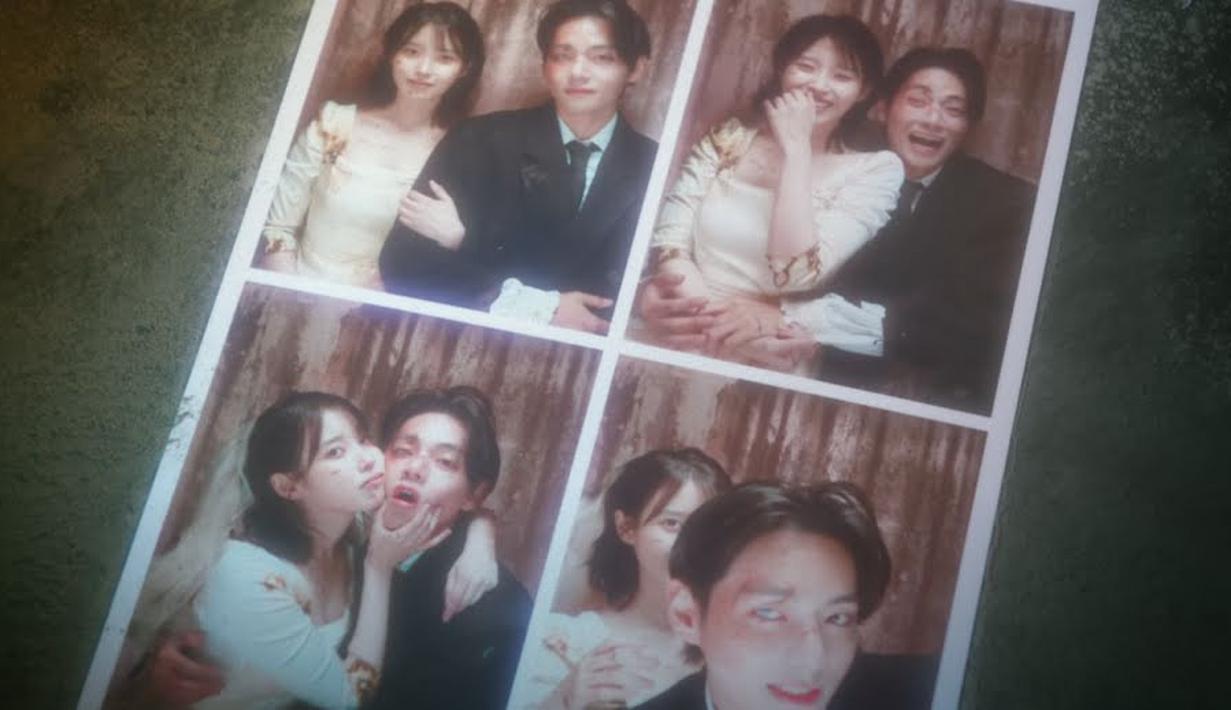 Adegan photobooth sebagai salah satu favorit penggemar. Dalam video musik tersebut, keduanya berpose untuk serangkaian foto menggemaskan dengan mengenakan pakaian pernikahan. (Foto: Youtube/ 이지금 [IU Official]