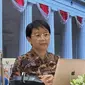 Menteri Luar Negeri RI (Menlu RI) Retno Marsudi dalam pernyataan pers di Jakarta, Rabu (1/11/2023). (Liputan6.com/Benedikta Miranti)