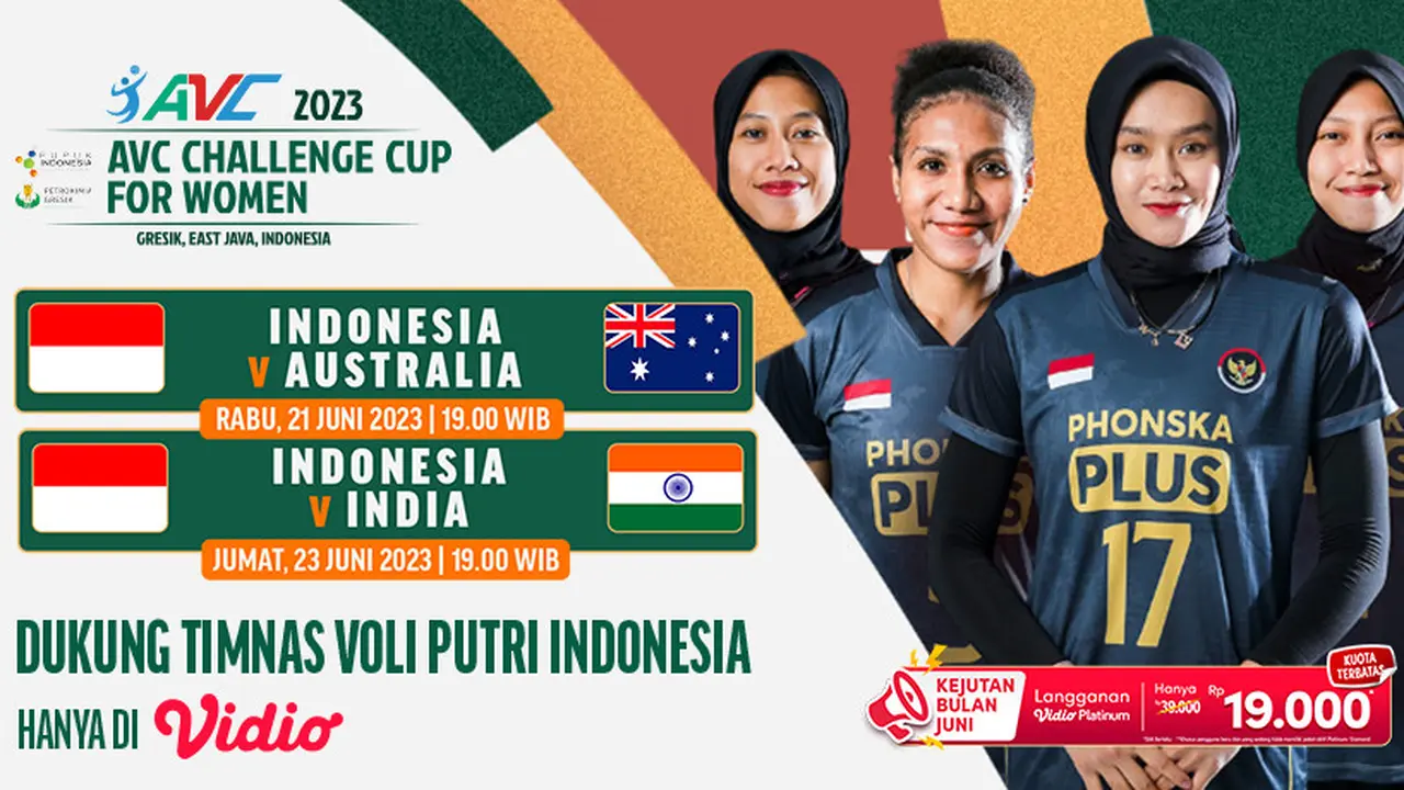 EKSLUSIF di Vidio, Live Streaming Perempat Final AVC Challenge Cup Women’s 2023 : Indonesia Vs India