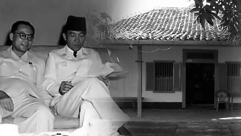 Ilustrasi Soekarno Hatta dan rumah di Rengasdengklok