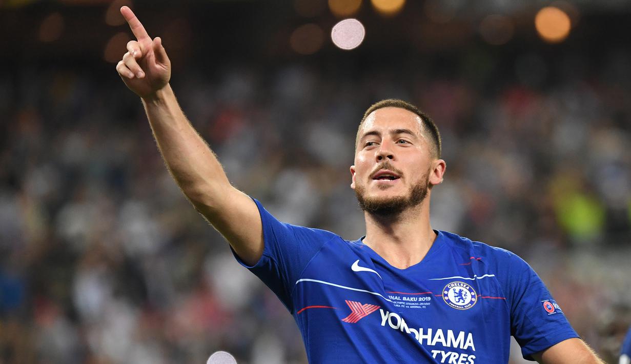 1. Eden Hazard (100 juta euro) - Chelsea melepas bintang asal Belgia ke Real Madrid dengan nilai transfer mencapai 100 juta euro pada musim panas 2019. (AFP/Ozan Kose)