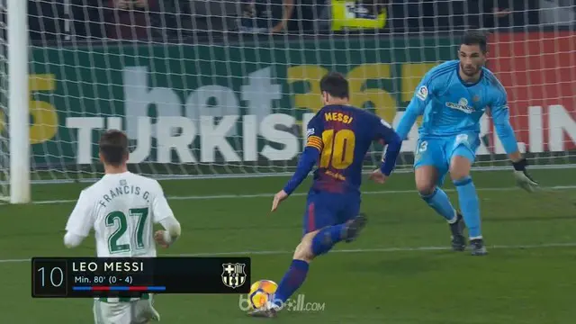 Barcelona hajar Real Betis 5-0 dan kini unggul 11 poin di puncak klasemen La Liga berkat brace Lionel Messi dan Luis Suarez.