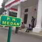 Suasana PN Medan usai OTT KPK. (Liputan6.com/Reza Efendi)