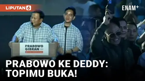 VIDEO: Prabowo Minta Deddy Corbuzier Buka Topi Saat Bawakan Pidato Kemenangan Pilpres 2024