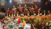 PT LIB menggelar Rapat Umum Pemenang Saham (RUPS) Luar Biasa di Hotel Sultan, Jakarta Pusat, Selasa (15/11/2022) petang WIB lalu. (Bagaskara Lazuardi/Bola.com)