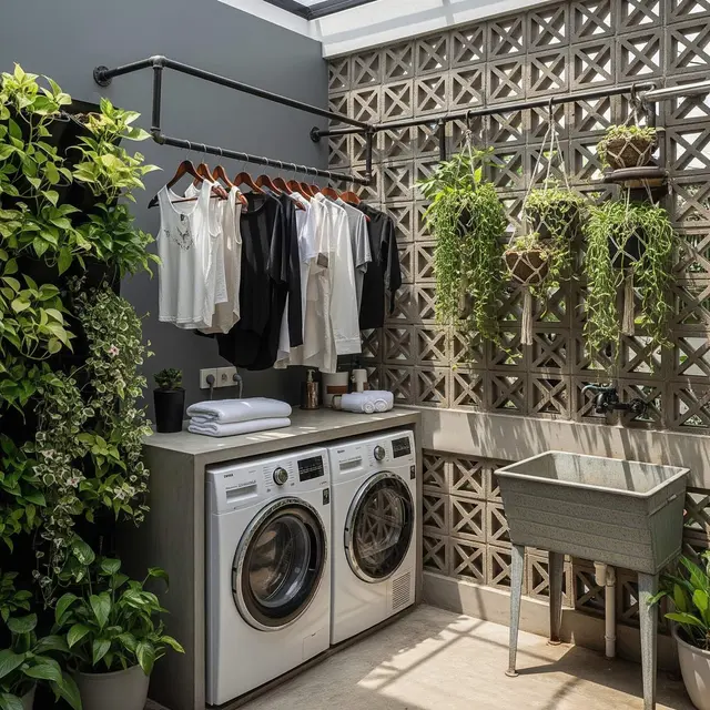 Ide Halaman Belakang Rumah Jadi Tempat Cuci dan Jemur Estetik