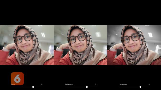 Kamera selfie Galaxy A51 menawarkan beragam mode pada fitur Live Fokus (Liputan6.com/ Agustin Setyo W)