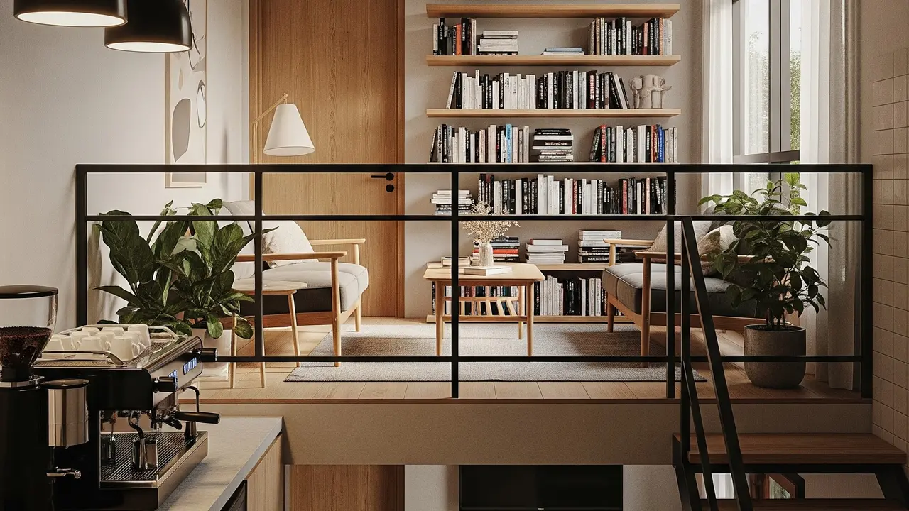 9 Desain Rumah Mezzanine Modern dengan Area Baca ala Coffee Shop, Solusi Hunian Fungsional