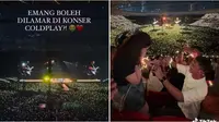 Momen Wanita Dilamar Kekasih saat Konser Coldplay di GBK Ini Viral, Romantis Banget (sumber: Instagram/devmesha)