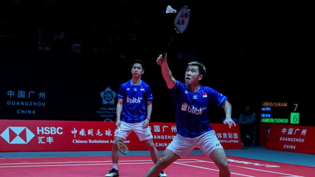 Ganda putra Indonesia, Kevin Sanjaya Sukamuljo/Marcus Fernaldi Gideon.