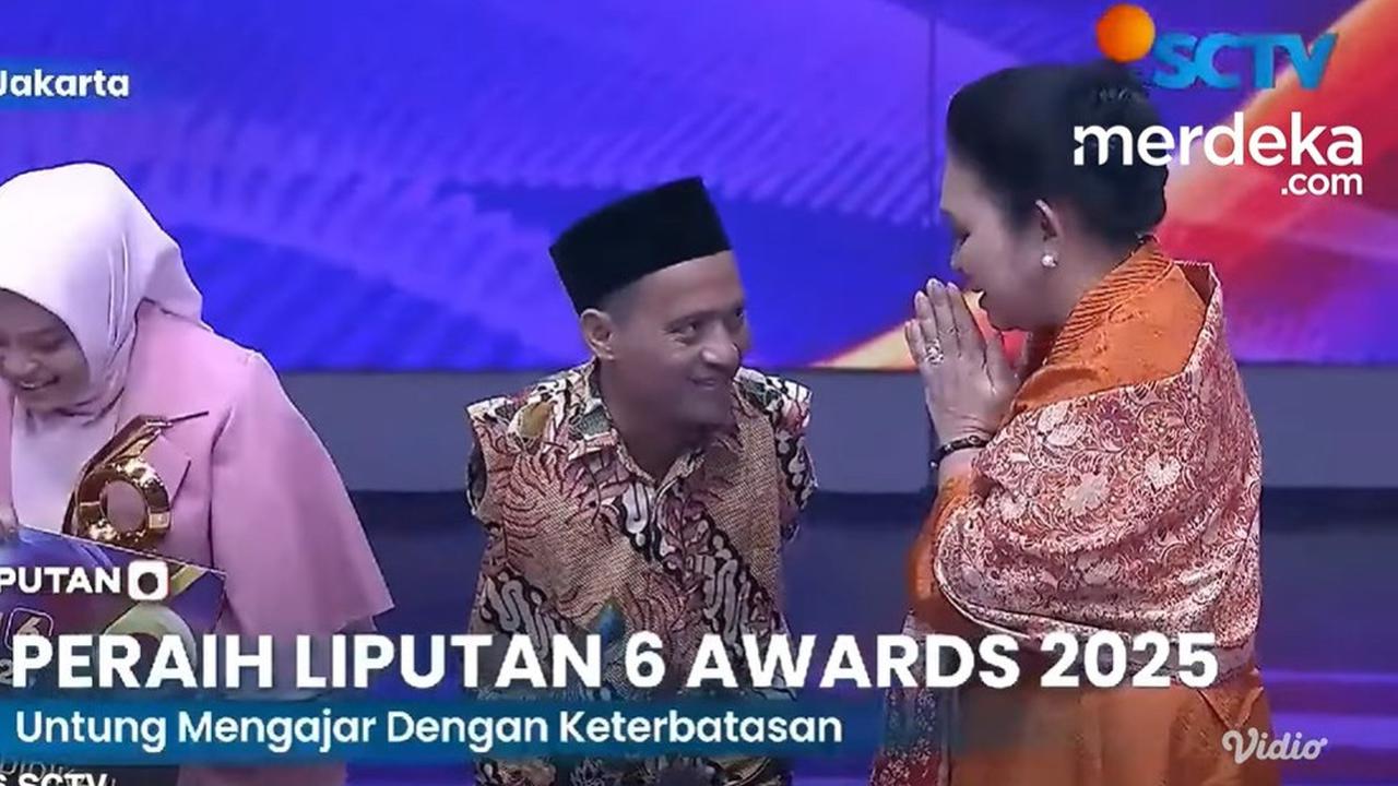 VIDEO:  Perjuangan Untung Guru Difable Peraih Liputan6 Award Bikin Haru Titiek Soeharto