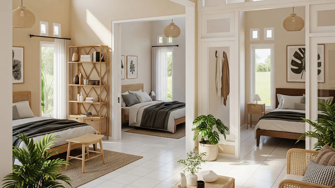 9 Desain Rumah Kecil 1 Lantai 3 Kamar dengan Ventilasi Lebar, Hunian Fungsional dan Sehat
