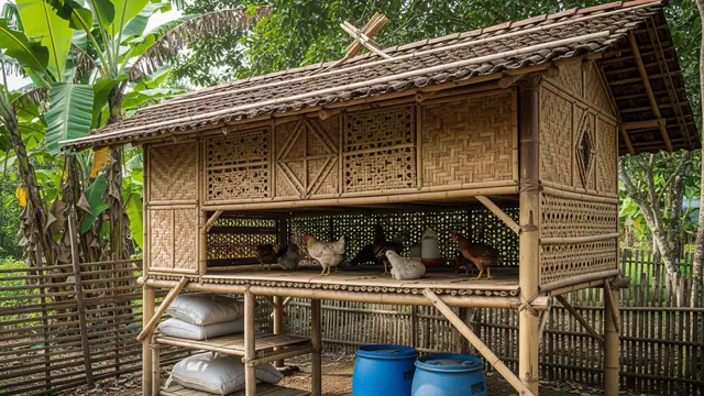 Kandang Ayam dari Bambu dengan Kolong Multifungsi
