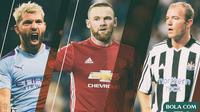 Premier League - Pemain Sergio Aguero, Alan Shearer, Wayne Rooney (Bola.com/Adreanus Titus)