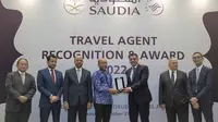 PT Freshnel Kreasindo Perkasa menerima penghargaan itu karena menjadi agen jasa penyedia tiket Saudia dengan pelayanan terbaik.