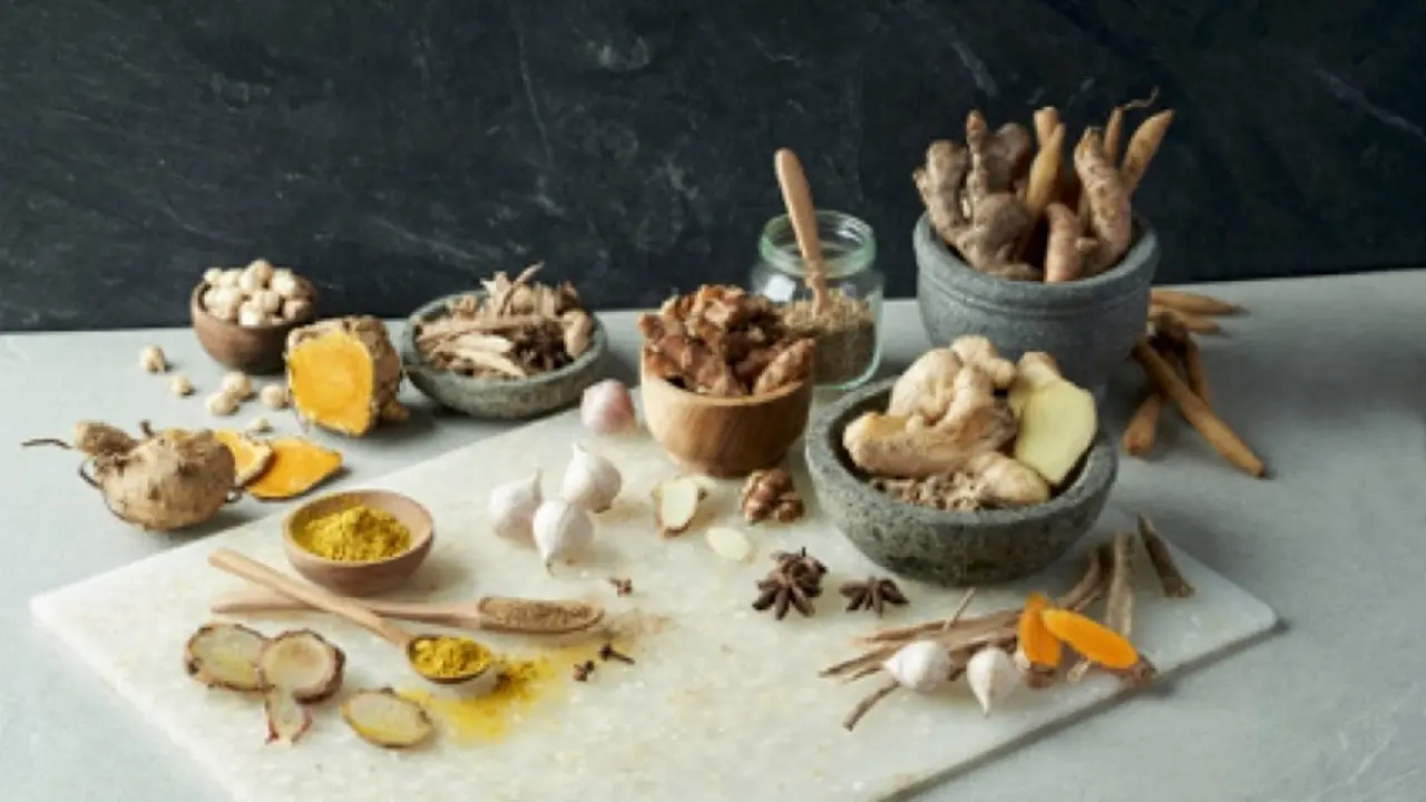 Bahan-bahan herbal untuk pembuatan jamu Air Mancur