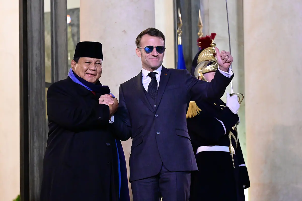 Presiden Prabowo Subianto saat bertemu Presiden Prancis, Emmanuel Macron di Istana Élysée, Paris, Jumat 23 Januari 2026.