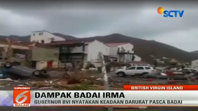 Gubernur British Virgin Island menyatakan bahwa wilayahnya dalam kondisi darurat akibat badai Irma.