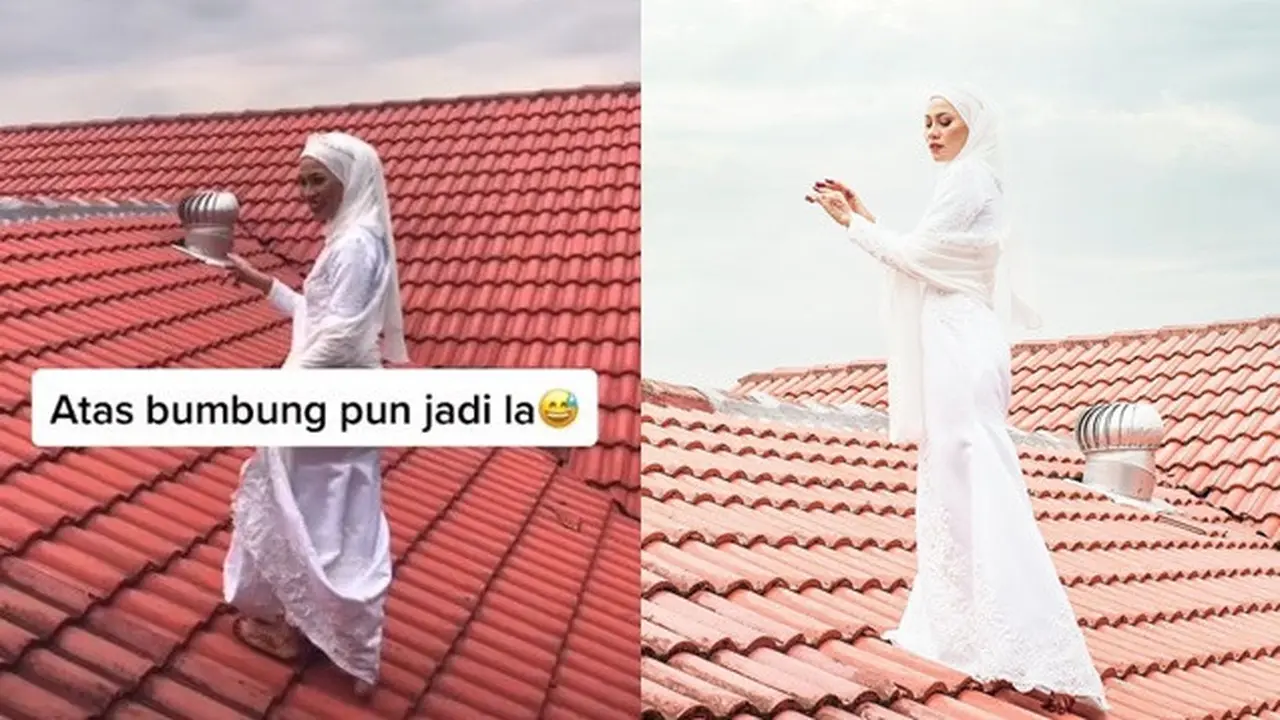 Viral, Prewedding di Atas Genteng Rumah Ini Bikin Warganet Deg-Degan