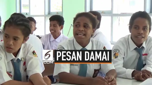 Anak-anak Papua yang sedang belajar di Ciamis Jawa Barat menyampaikan pesan damainya terkait kerusuhan yang terjadi di tanah Papua.