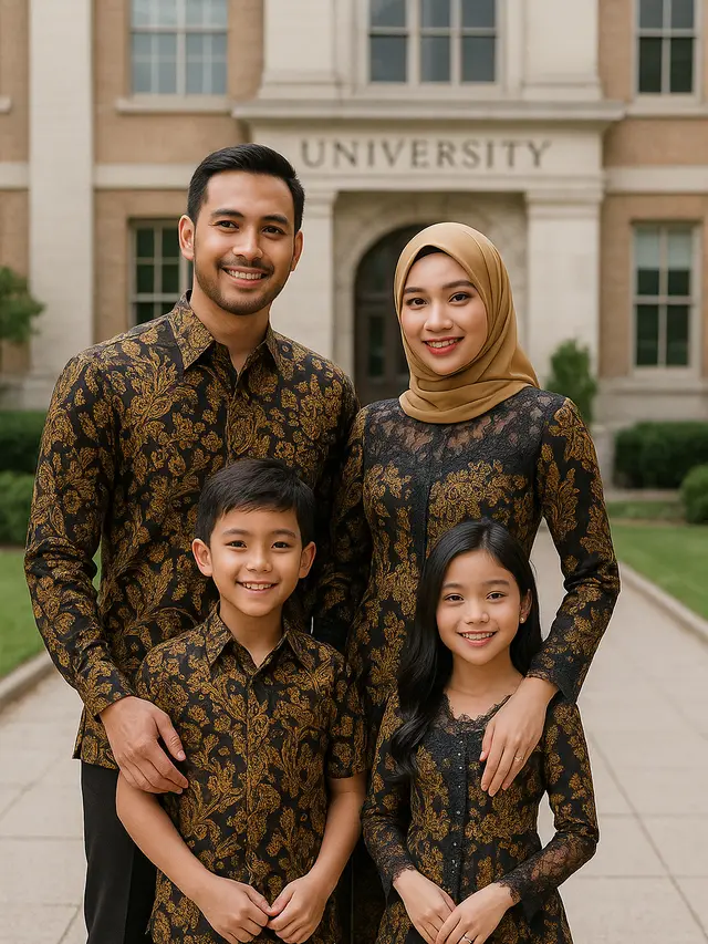 Model Baju Batik Couple Keluarga untuk ke Wisuda