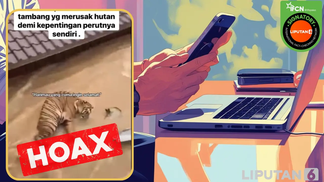 Cek fakta video harimau terjebak banjir di Sumatera