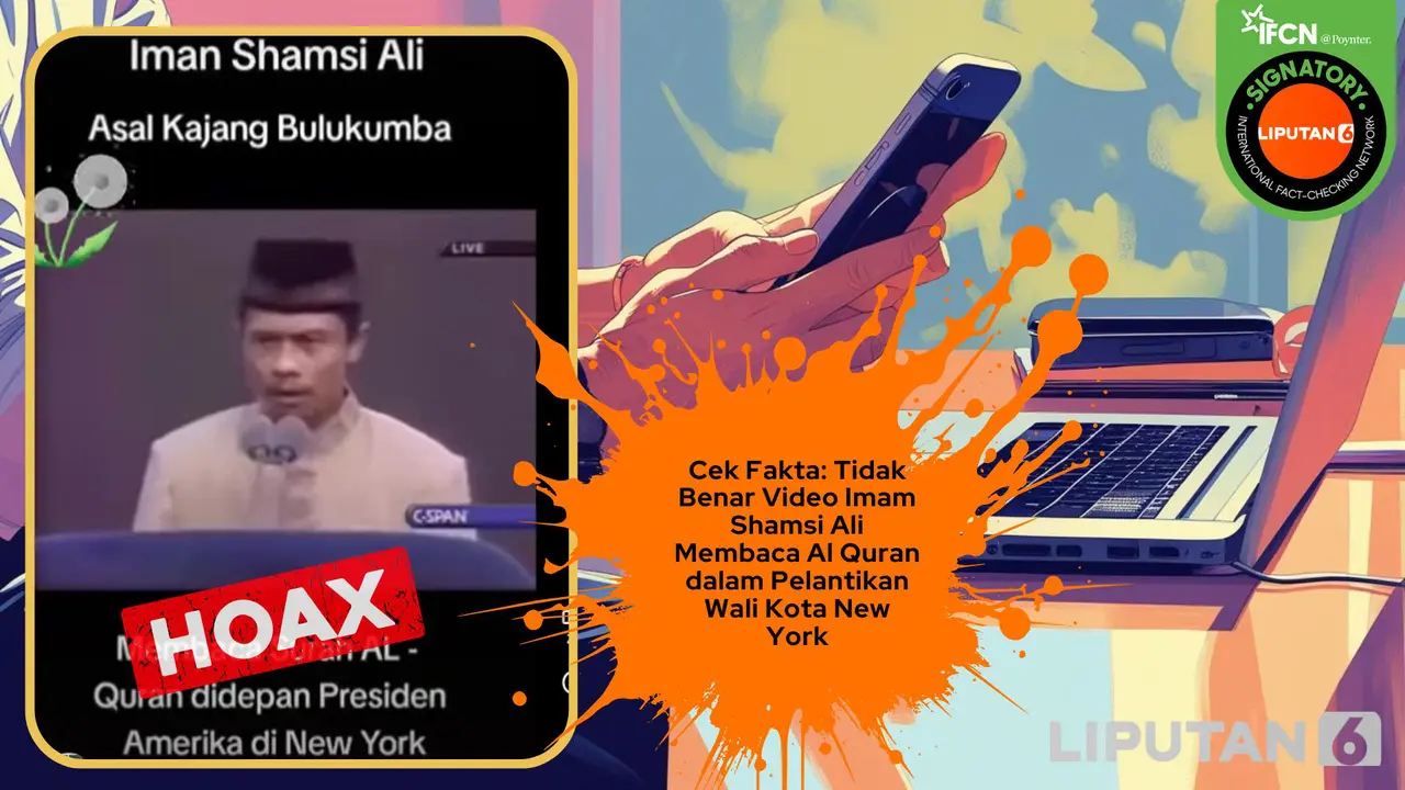 Cek fakta video Imam Shamsi Ali membaca Al Quran dalam pelantikan Wali Kota New York