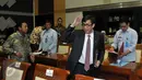 Menkumham Yasonna Laoly saat berada di Ruang Komisi III untuk membahas anggaran Kementerian Hukum dan HAM bersama Komisi III, Jakarta, Kamis (17/9/2015). (Liputan6.com/Johan Tallo)