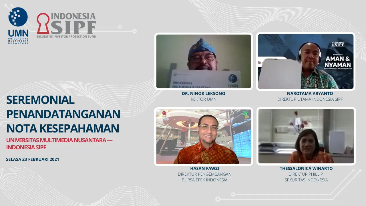 Universitas Multimedia Nusantara dan Indonesia SIPF Tanda Tangani Nota Kesepahaman Pengembangan Galeri Investasi BEI