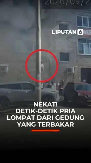 Nekat! Detik-Detik Pria Lompat dari Gedung yang Terbakar
