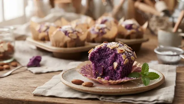 Resep Muffin Ubi Ungu dengan Topping Almond