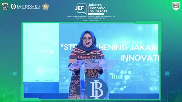 Kepala Perwakilan BI Provinsi DKI Jakarta Arlyana Abubakar dalam Jakarta Economic Forum 2023, di Jakarta, Selasa (31/10/2023). (Arief/Liputan6.com)