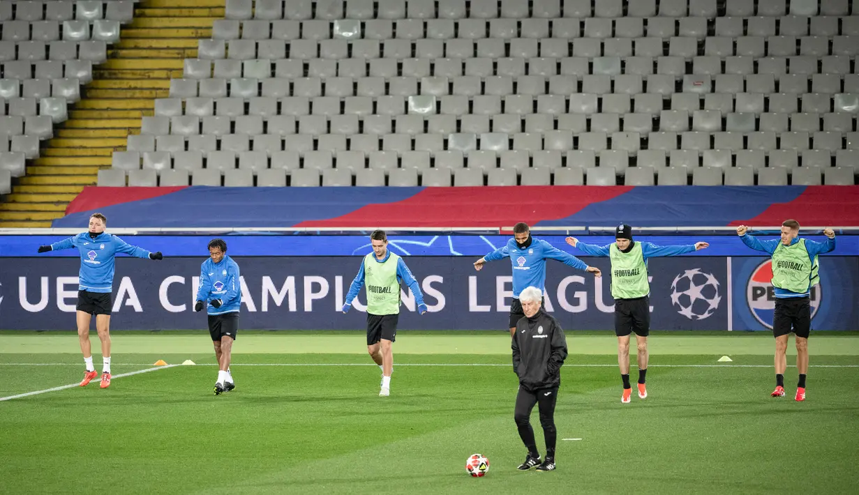 Atalanta akan bertandang ke markas Barcelona di Estadi Olimpic Lluis Companys pada matchday 8 atau matchday terakhir league phase Liga Champions 2024/2025. (AFP/Josep Lago)