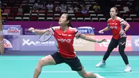 Ganda putri Indonesia Febriana Dwipuji Kusuma/Amallia Cahaya Pratiwi menang atas pasangan Inggris&nbsp;Abbygael Harris/Lizzie Tolman pada partai kedua laga Grup D Piala Sudirman 2025. Ana/Tiwi menang 21-8 dan 21-13 di Xiamen Fenghuang Gymnasium, Minggu (27/4). (foto: PBSI)