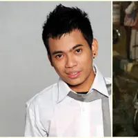 Aris dan mobilnya yang terbakar. (Bintang Pictures)