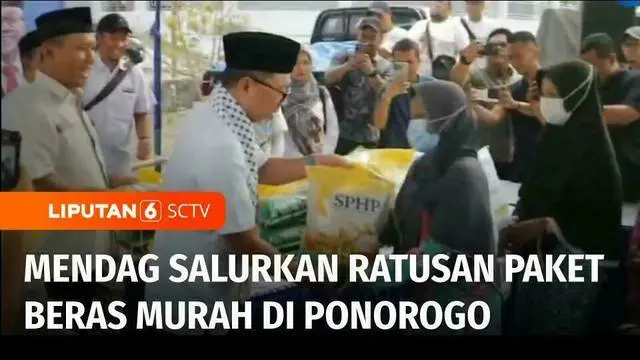 Menteri Perdagangan, Zulkifli Hasan mengunjungi Kabupaten Ponorogo, Jawa Timur. Dalam kesempatan itu, Mendag mendistribusikan 500 paket beras murah.