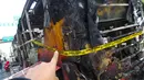 Bus bernomor polisi B 7470 IV tersebut merupakan bus jurusan Kota-Blok M, Jakarta, Kamis (28/8/14). (Liputan6.com/Faizal Fanani)