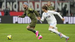 Sepanjang laga, pasukan Stefano Pioli dibuat frustasi karena kesulitan membobol gawang tim tamu di Stadion San Siro. (AP Photo/Luca Bruno)