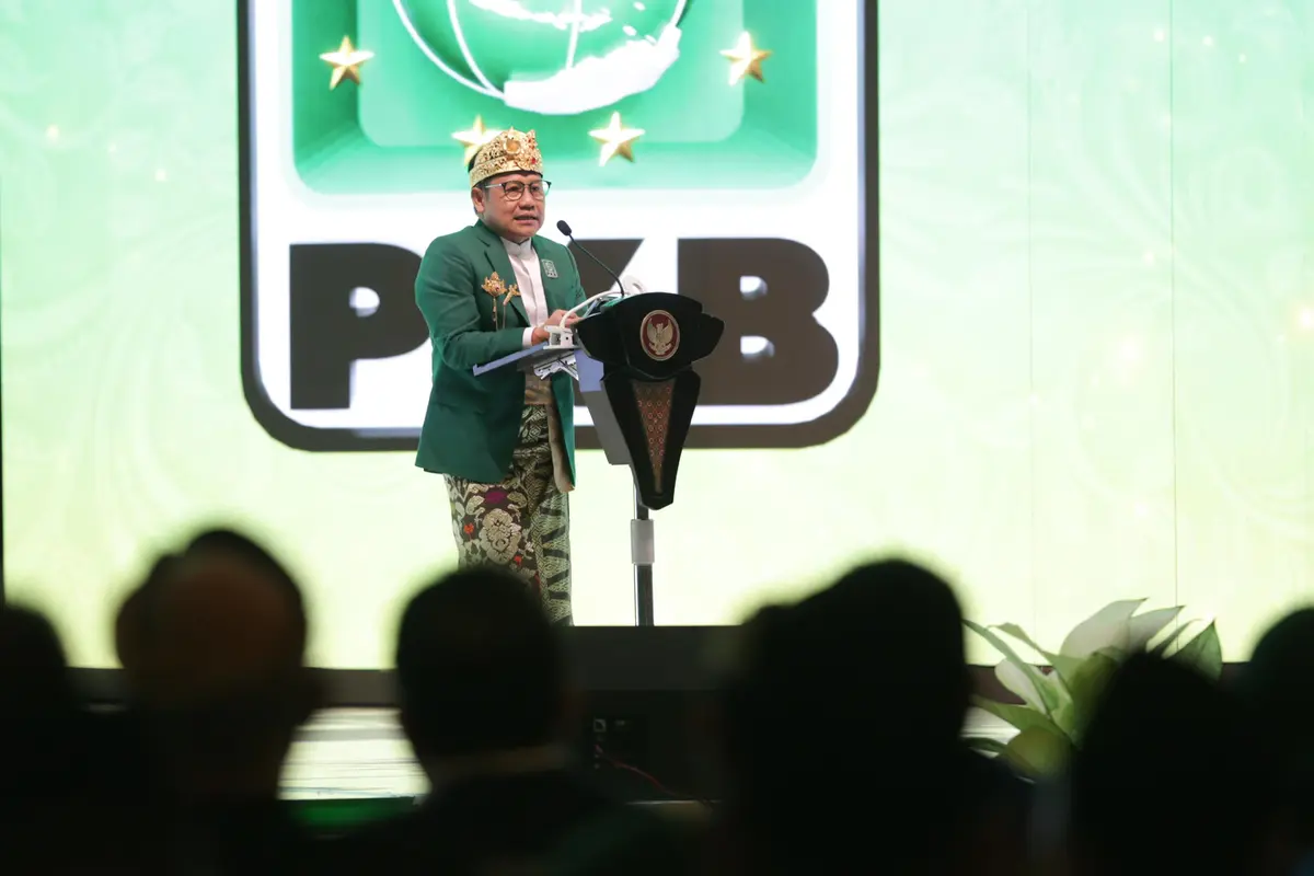 Ketua Umum DPP PKB Muhaimin Iskandar alias Cak Imin saat berpidato di Muktamar ke-VI PKB di Nusa Dua Convention Center, Bali, Sabtu (24/8/2024). (Foto: Humas PKB)