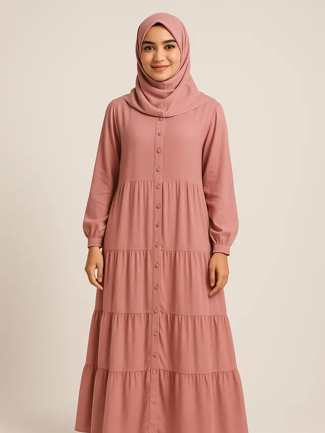 Gamis Syar'i dengan Aksen Kancing Depan (Foto: ChatGPT)