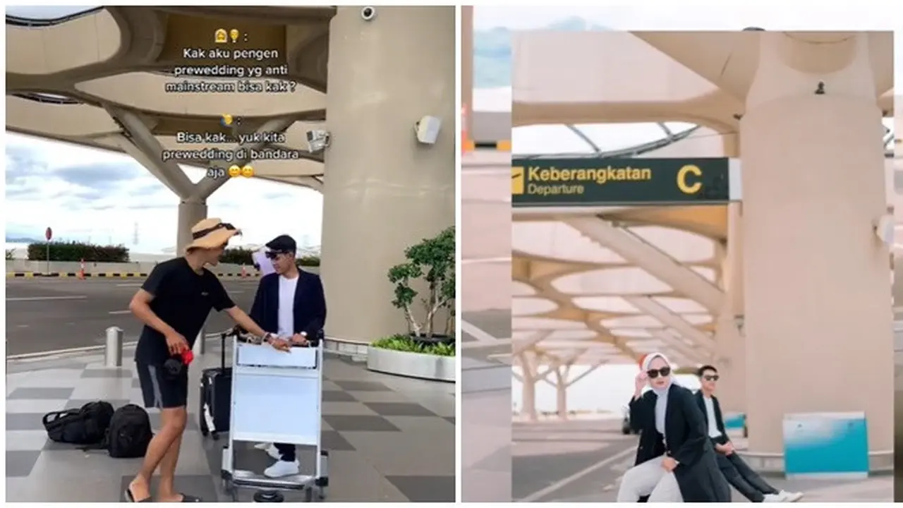 Pilih Bandara Sebagai Lokasi Prewedding, Konsep Pasangan Ini Curi Perhatian