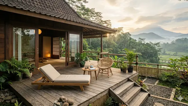 Rumah Japandi Tropis di Pedesaan Indonesia (Foto: Gemini AI)