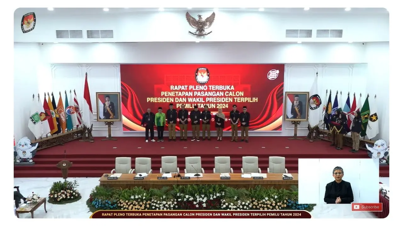 KPU RI menyerahkan keputusan hasil rapat pleno penetapan Prabowo Subianto-Gibran Rakabuming Raka sebagai Presiden dan Wakil Presiden Terpilih 2024 kepada pimpinan partai politik pengusung pasangan capres dan cawapres nomor urut 01 Anies-Cak Imin.