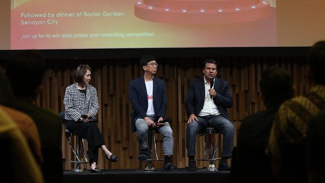 Pemred SCTV & Indosiar Retno Pinasti, MD Emtek & CEO Vidio  Sutanto Hartono, dan Vivek Couto, Executive Director & Co-Founder Media Partners Asia. [Foto: Vidio]