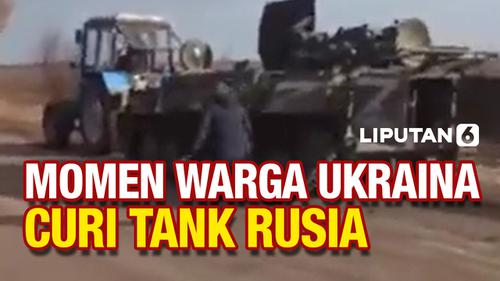 VIDEO: Gunakan Traktor, Warga Ukraina Sukses Curi Tank Rusia