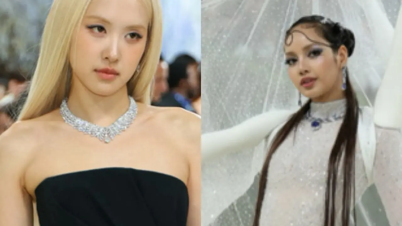 Lisa dan Rosé Blackpink hadir di Met Gala. [Dok. Photo by ANGELA WEISS / AFP]