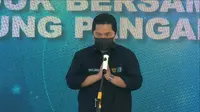 Menteri BUMN Erick Thohir dalam Launching Bersama Produk Warung Pangan, Kamis (16/9/2021).