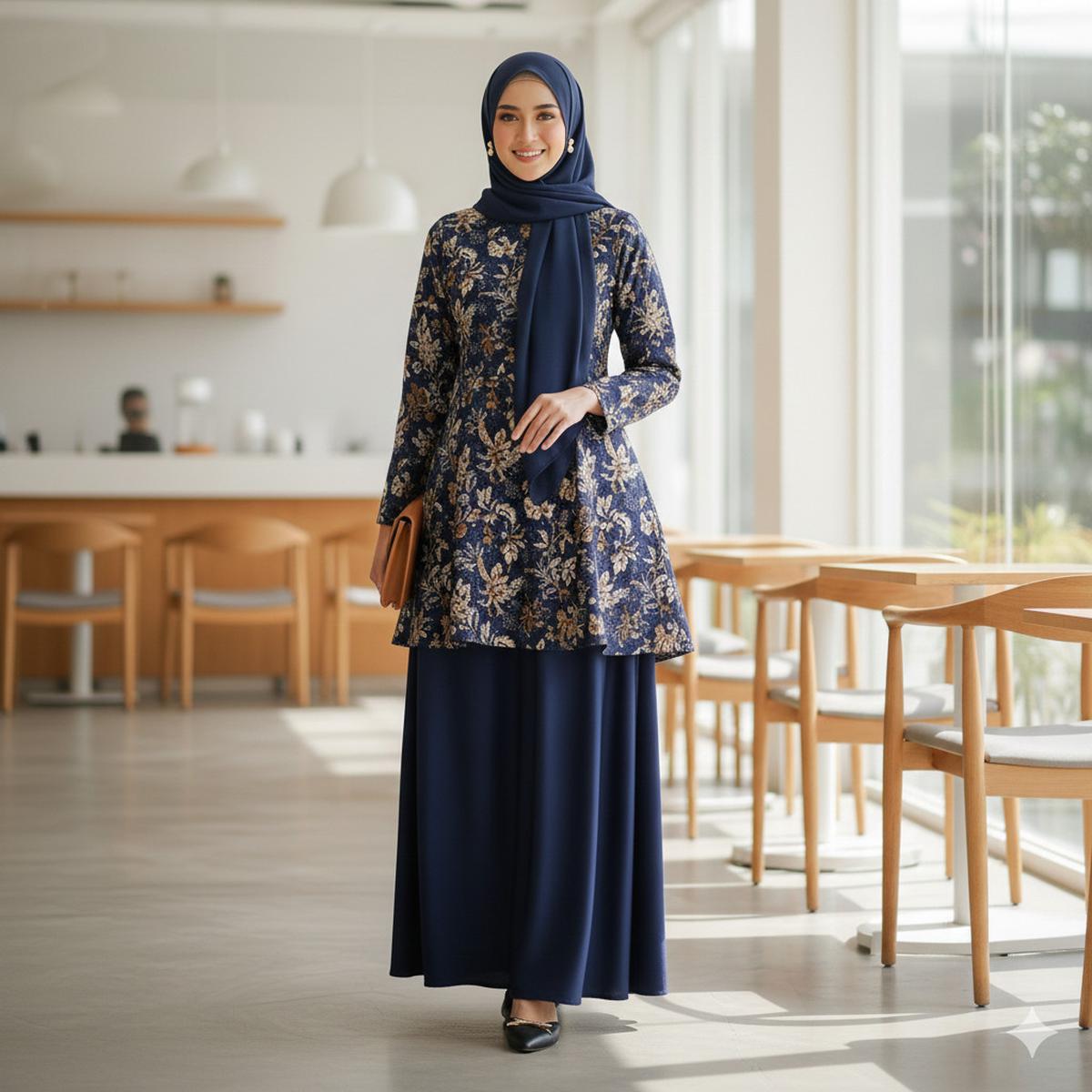 Gamis Batik Panel Polos
