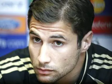 Marseille's Lorik Cana during a press conference at Anfield in Liverpool, on November 25, 2008, ahead of their UEFA Champions League match against Liverpool on November 26. AFP PHOTO/PAUL ELLIS